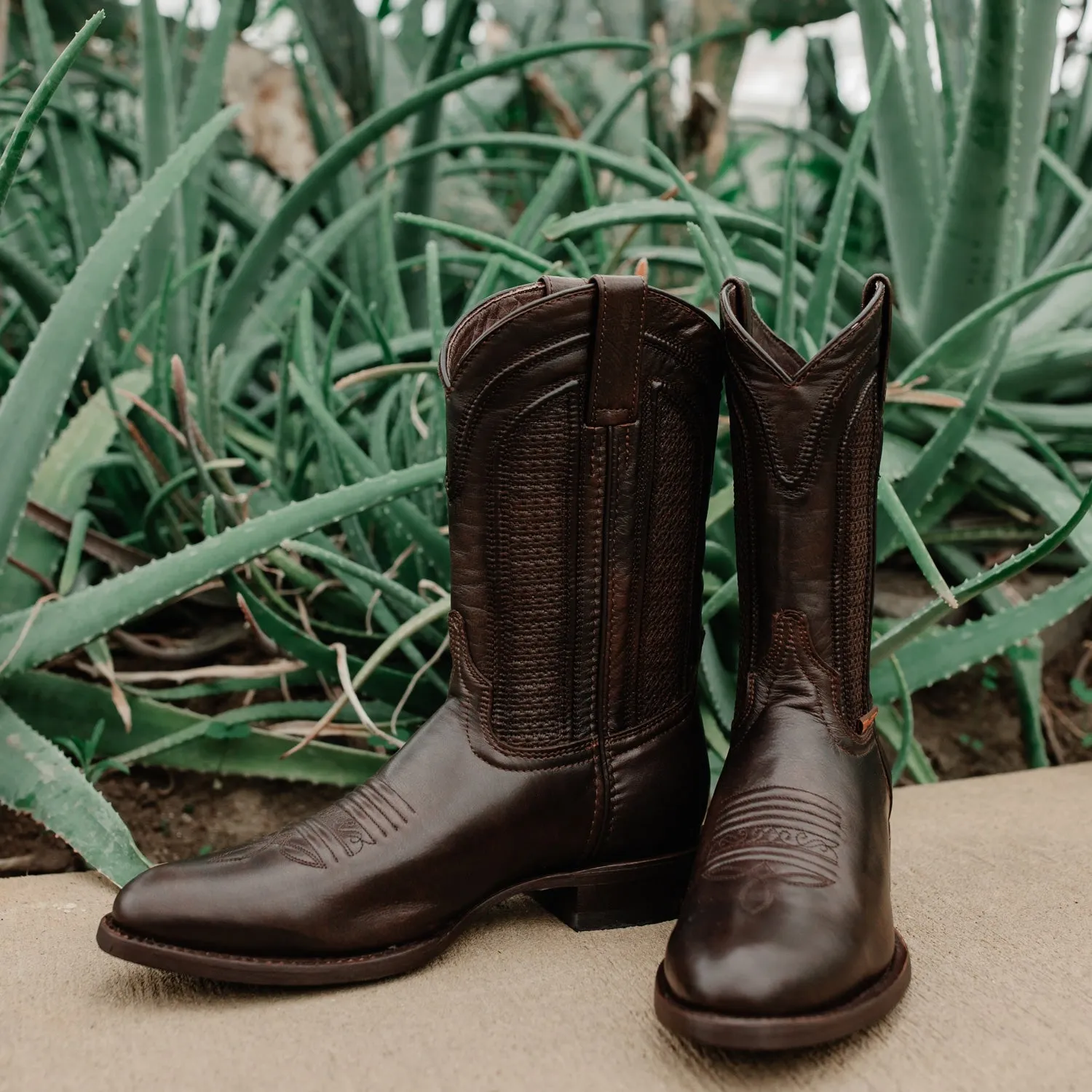 Soto Boots Mens Brown Leather Dress Round Toe Cowboy Boots H50046