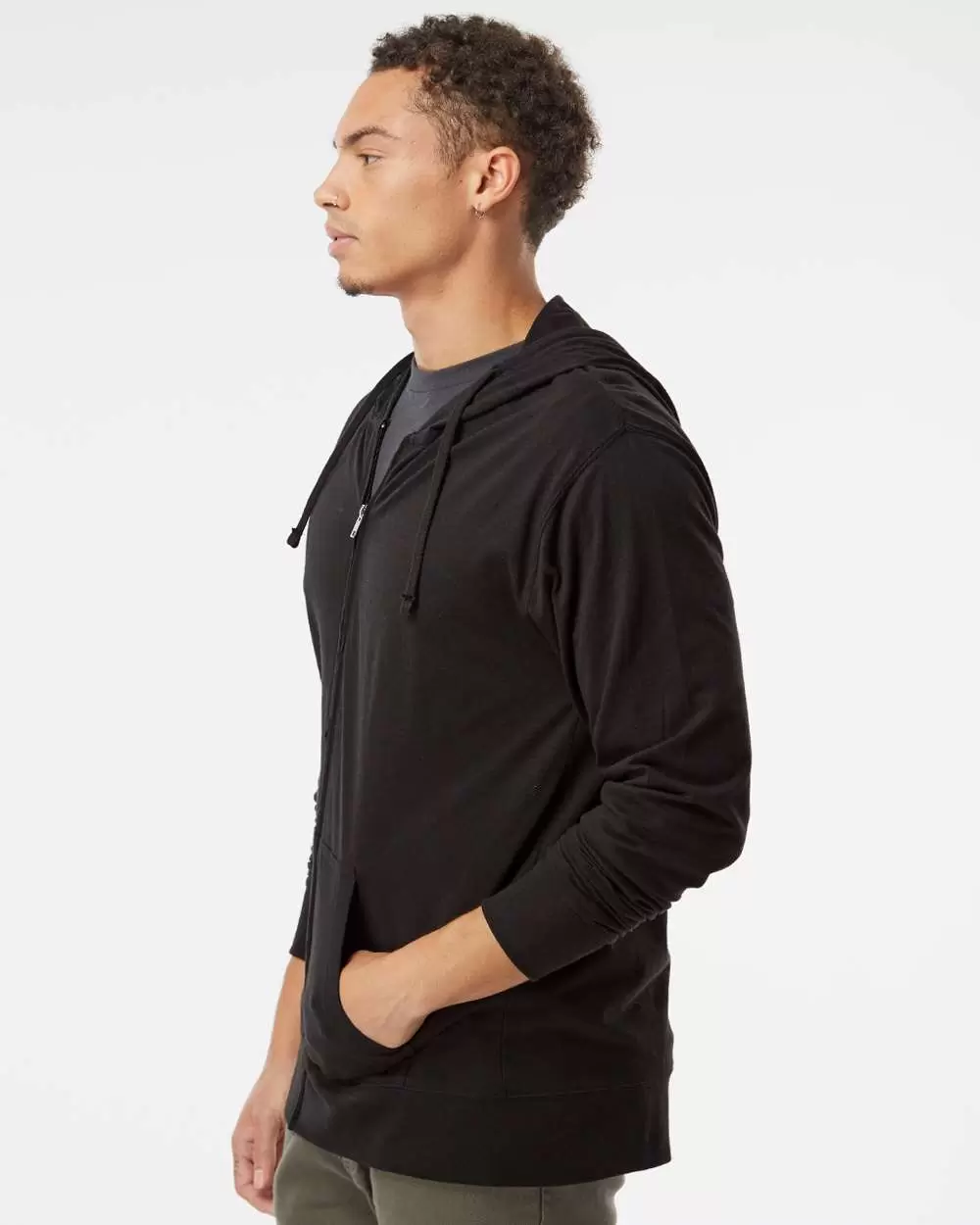 SS150JZ Independent Trading Co. Lightweight Jersey Hooded Full-Zip T-Shirt SKU: SS150JZ