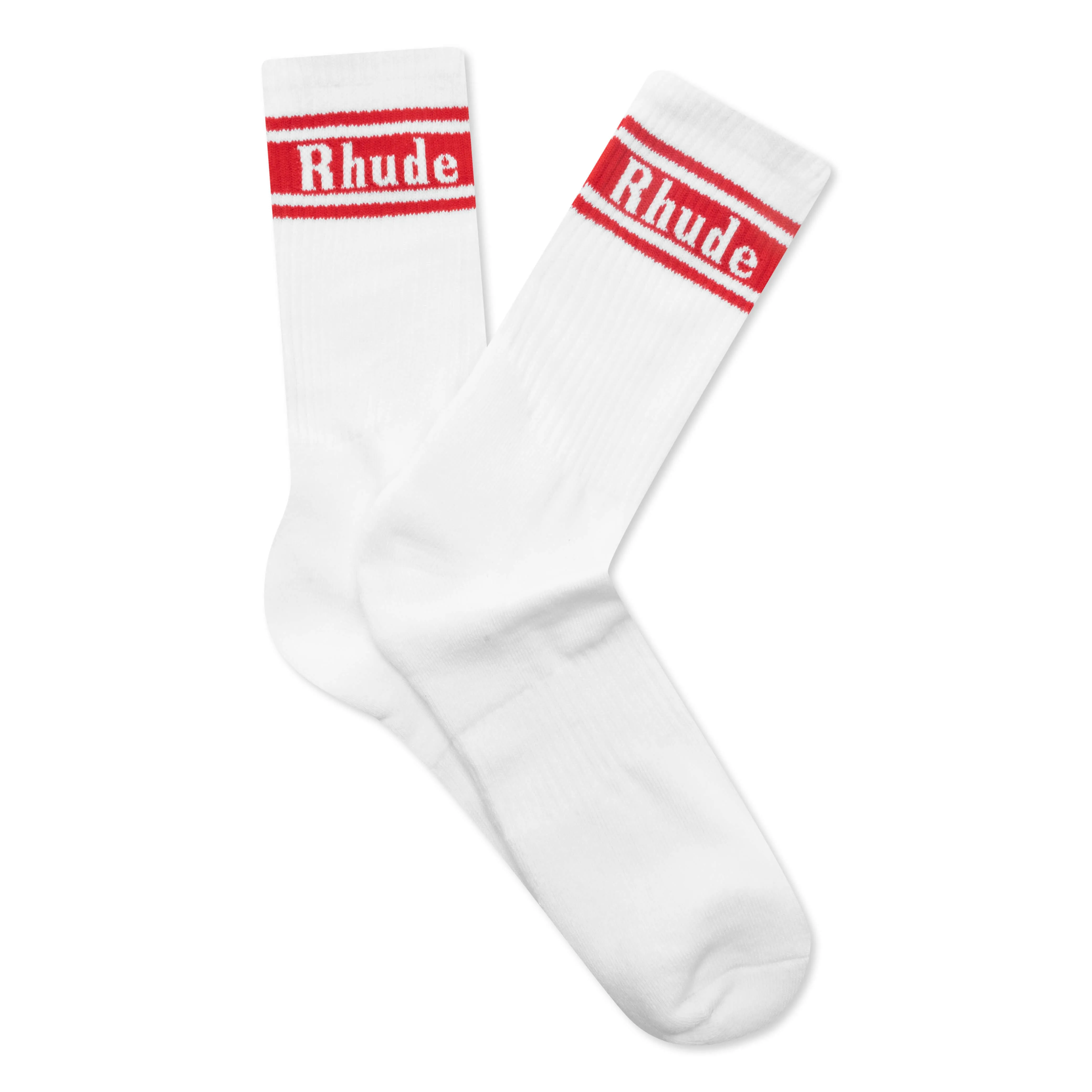 Stripe Logo Sock - White/Red