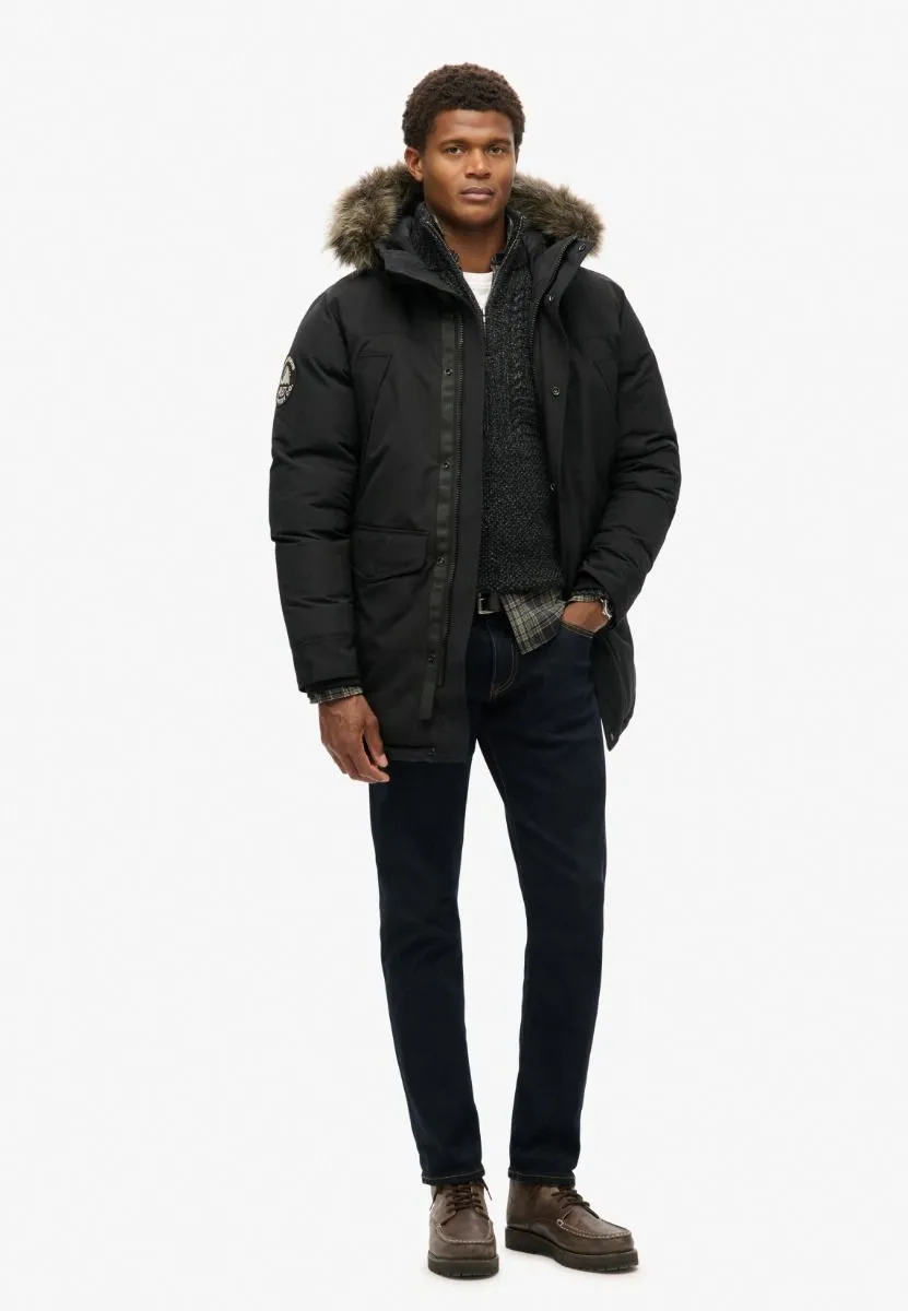 Superdry Everest Faux Fur Parka Jacket Jet Black