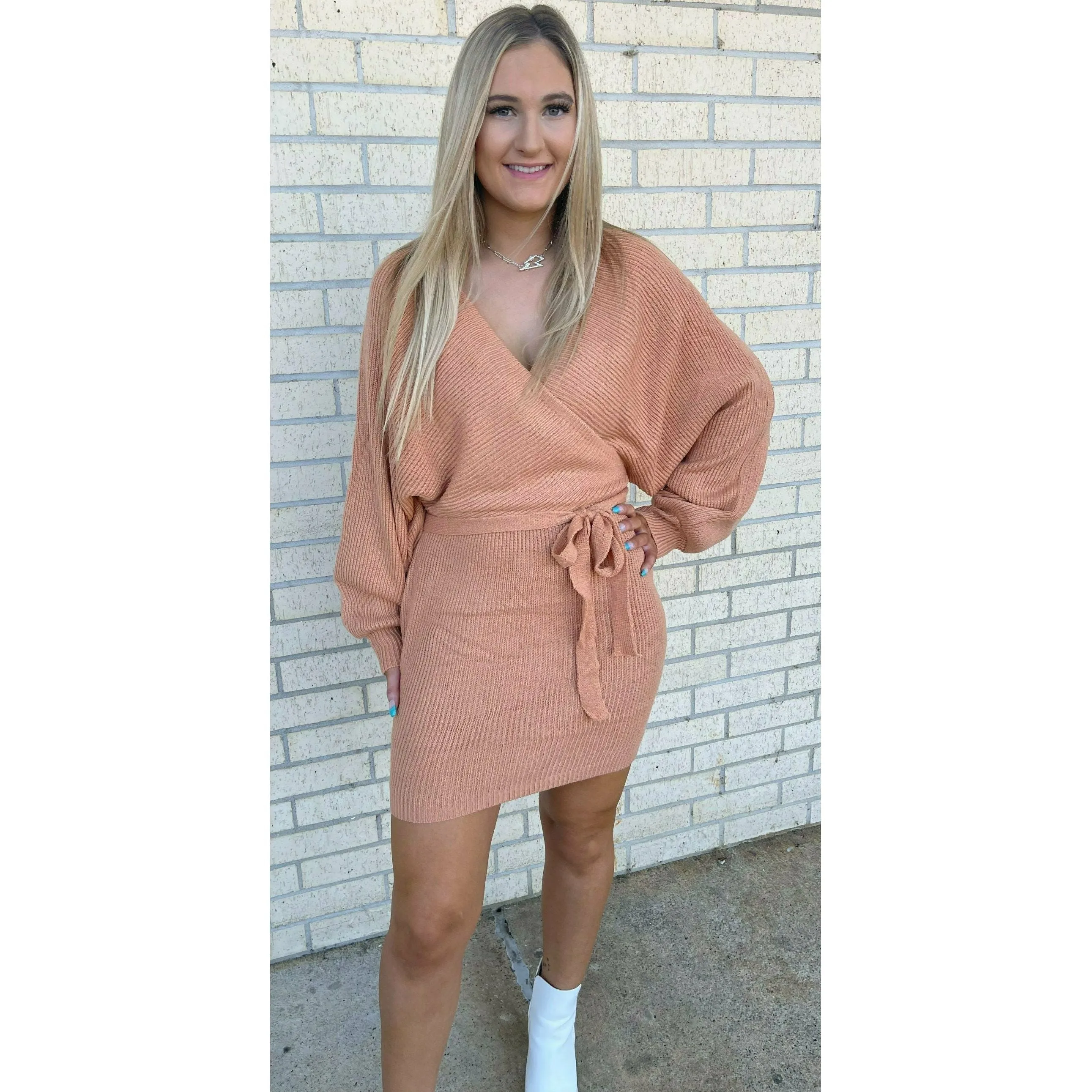 Sweet Peach Sweater Dress