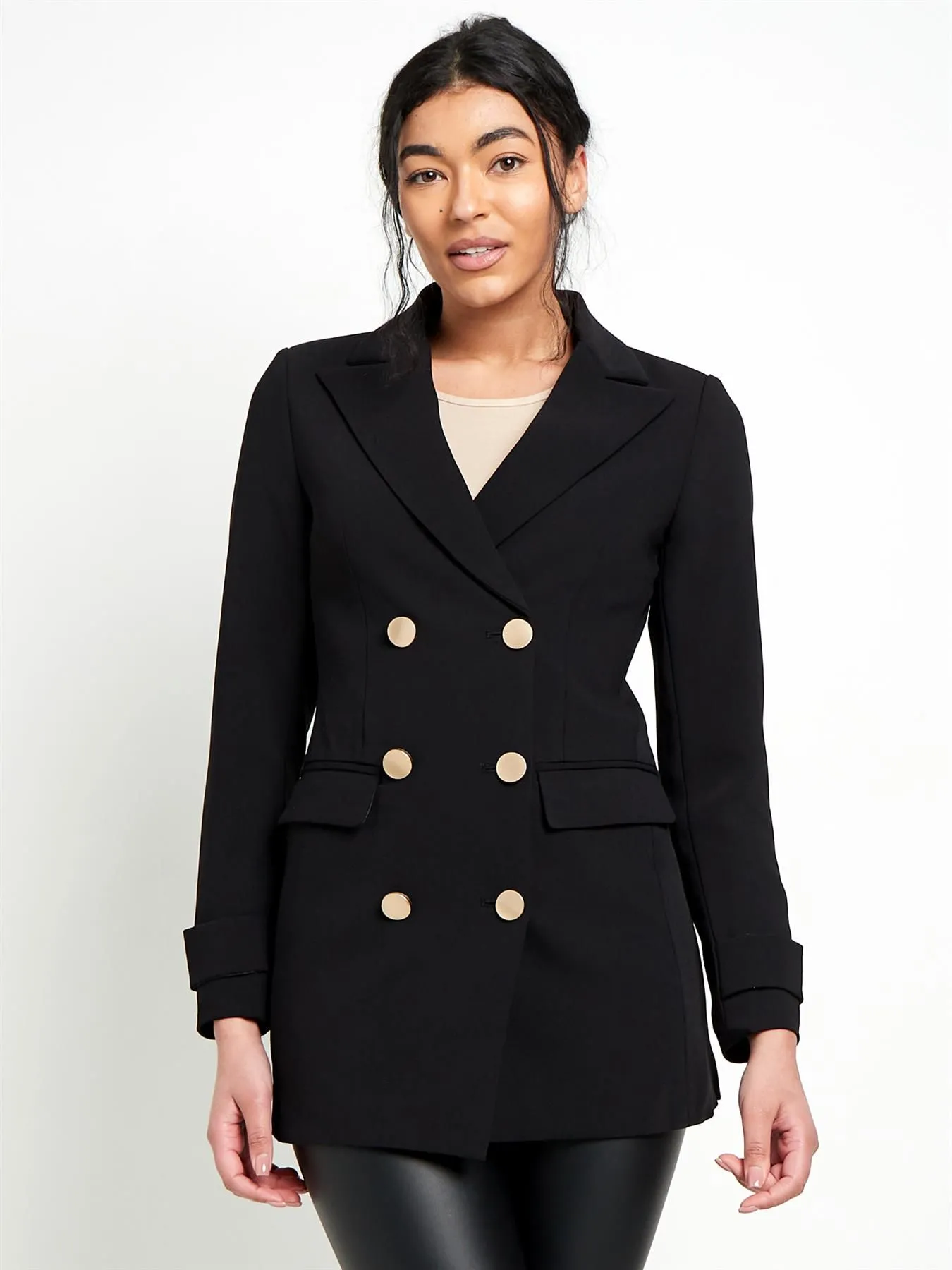 Tailored Blazer Jacket, Stone, Black, UK Sizes 8 to 16