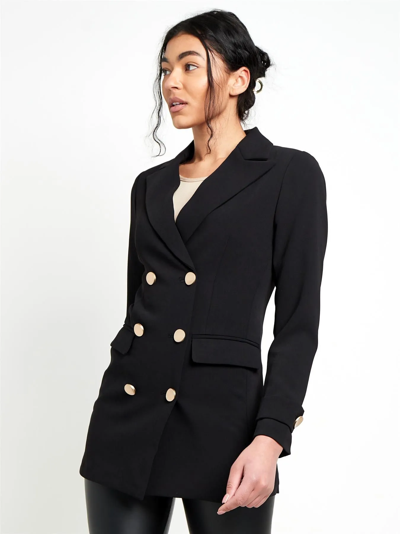 Tailored Blazer Jacket, Stone, Black, UK Sizes 8 to 16