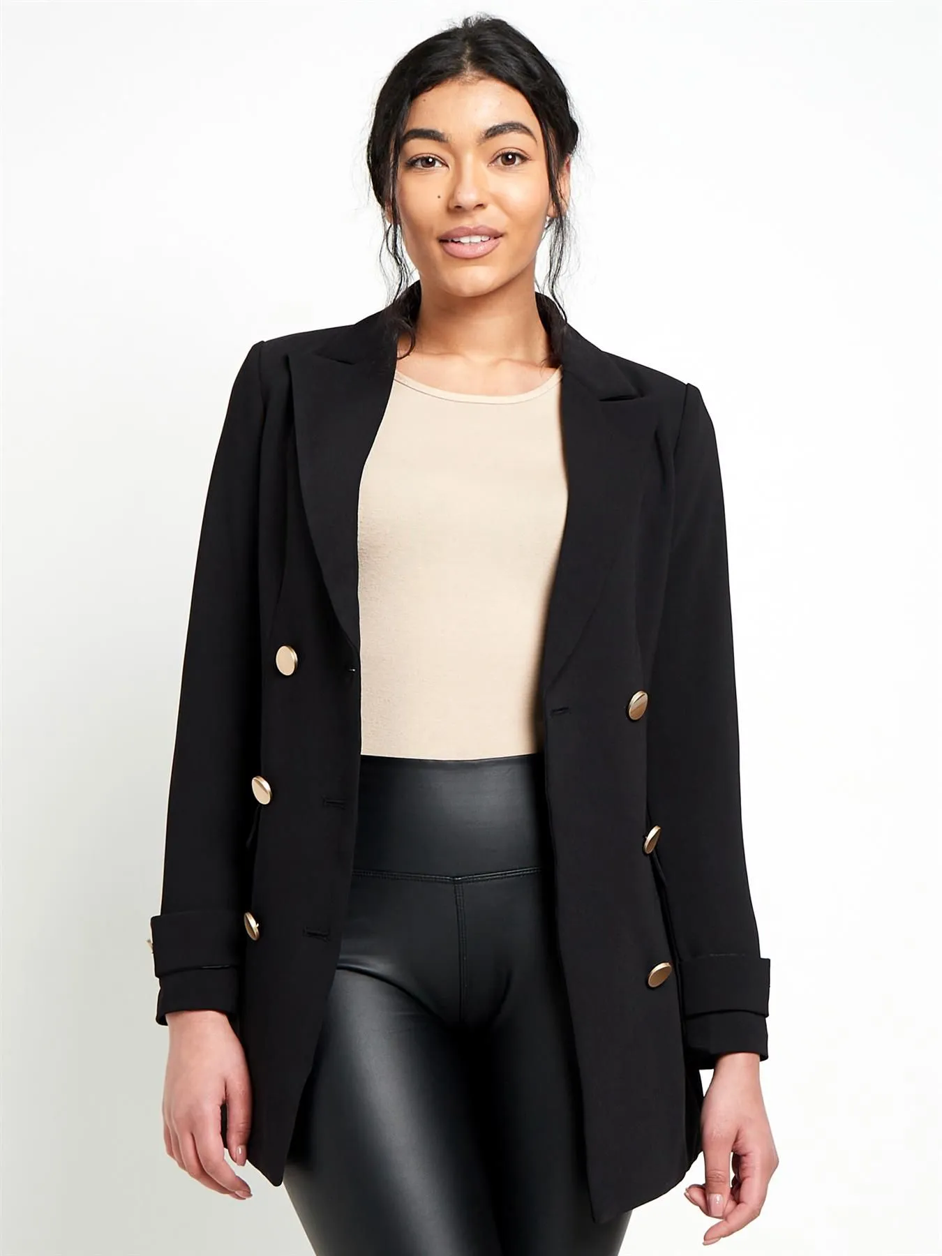 Tailored Blazer Jacket, Stone, Black, UK Sizes 8 to 16