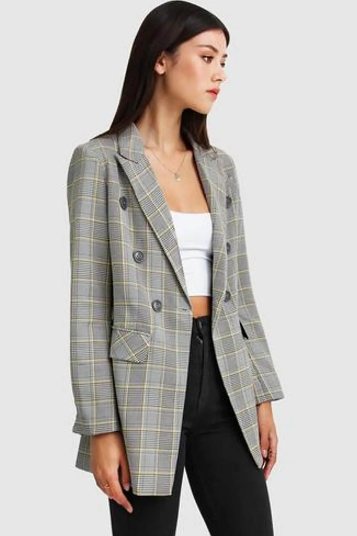 Too Cool For Work Plaid Blazer in Grey