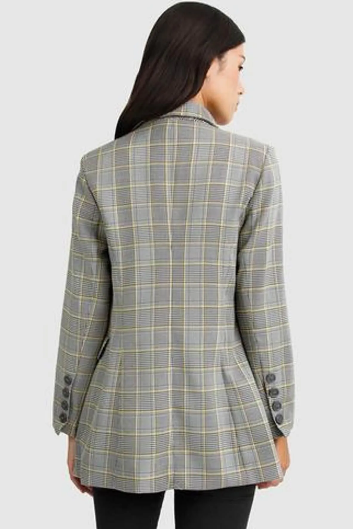 Too Cool For Work Plaid Blazer in Grey