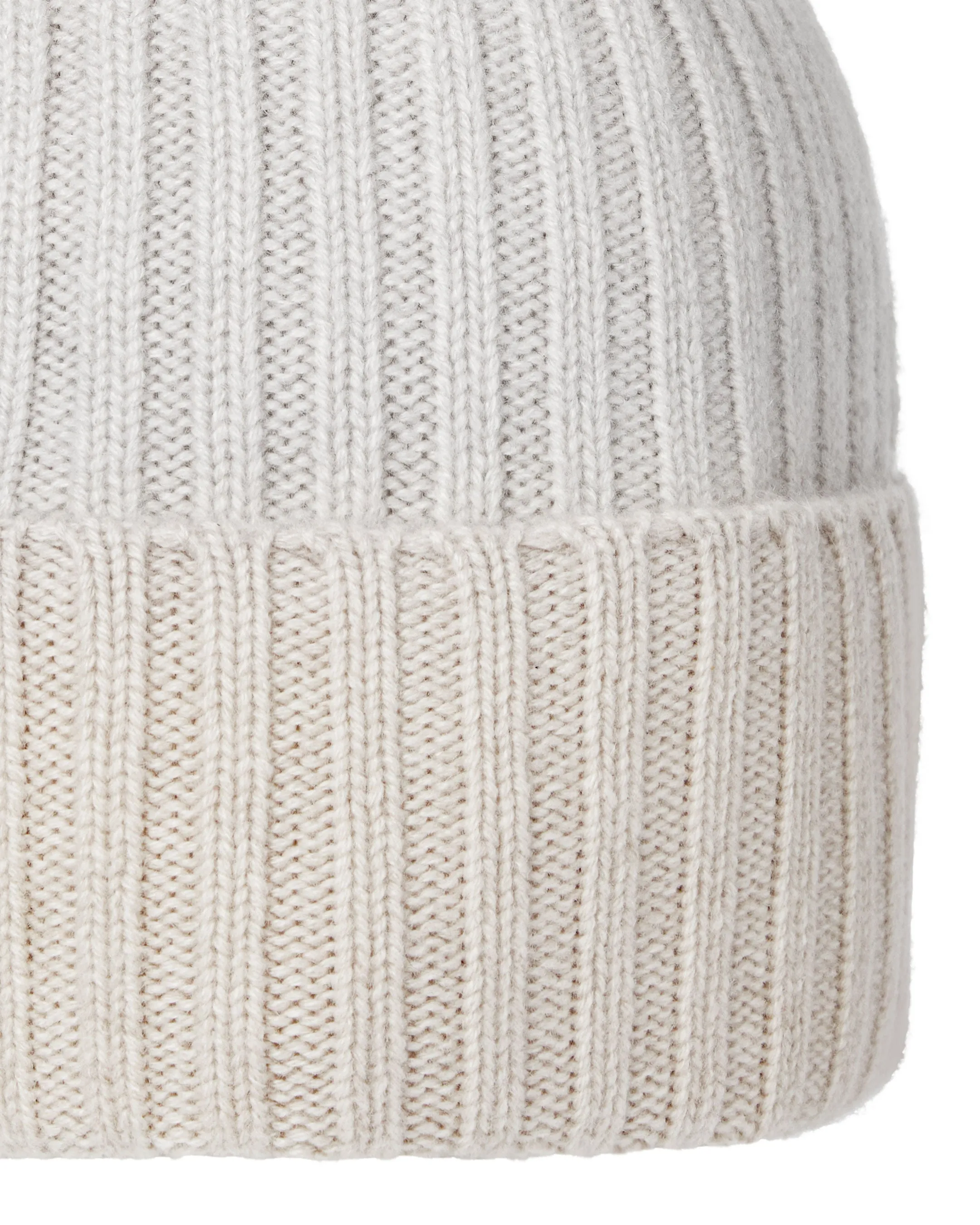 Unisex Chunky Rib Contrast Cashmere Hat Pebble Grey