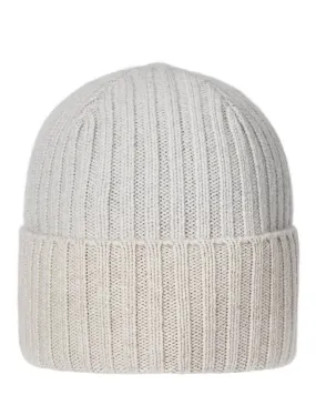 Unisex Chunky Rib Contrast Cashmere Hat Pebble Grey