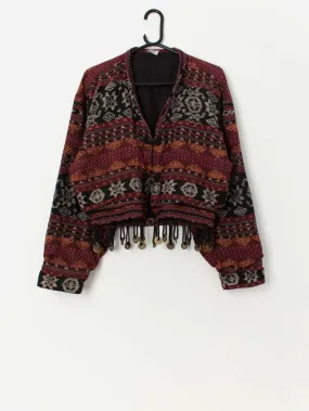 Vintage Aztec inspired woven bohemian jacket – Medium