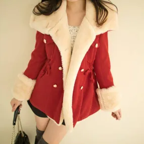 Women Winter Coat Warm Wool Blending Youth Coat Lacing Up Slim Winter Outwear Coat Casacos De Inverno Feminino#C112 SM6