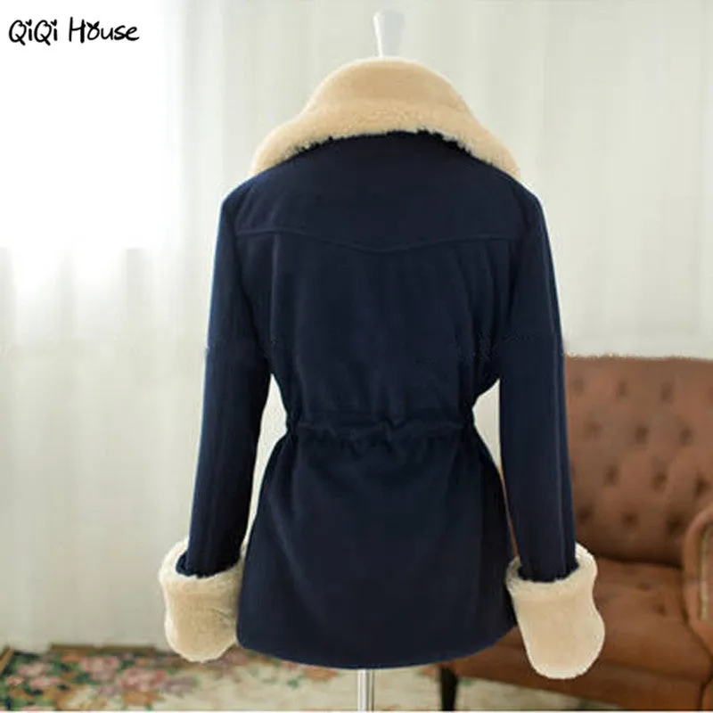 Women Winter Coat Warm Wool Blending Youth Coat Lacing Up Slim Winter Outwear Coat Casacos De Inverno Feminino#C112 SM6