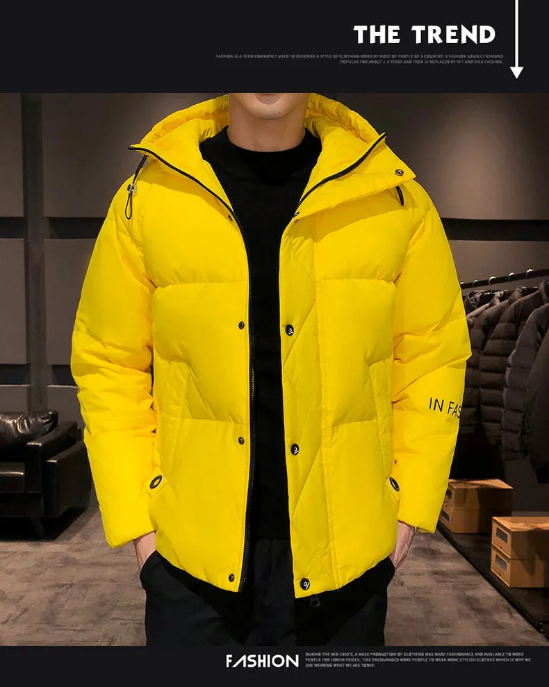 Xituodai Men's Coat Winter Korean Style Cotton-padded Jacket Youth Warm Solid Color Outwear Slim Fit Men's Casual Jacket Plus Si