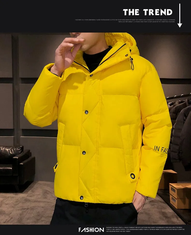 Xituodai Men's Coat Winter Korean Style Cotton-padded Jacket Youth Warm Solid Color Outwear Slim Fit Men's Casual Jacket Plus Si