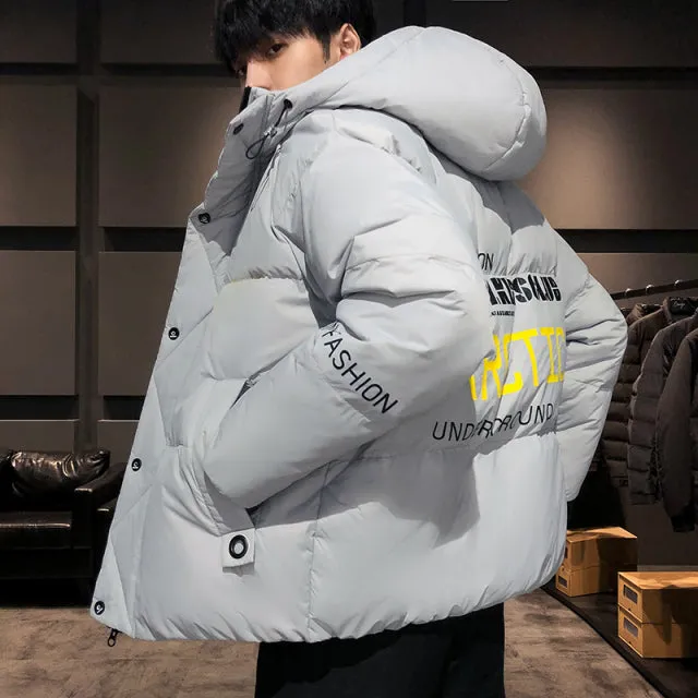 Xituodai Men's Coat Winter Korean Style Cotton-padded Jacket Youth Warm Solid Color Outwear Slim Fit Men's Casual Jacket Plus Si