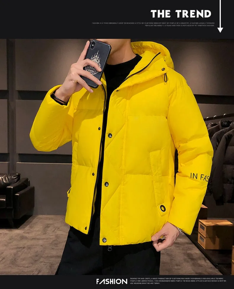 Xituodai Men's Coat Winter Korean Style Cotton-padded Jacket Youth Warm Solid Color Outwear Slim Fit Men's Casual Jacket Plus Si