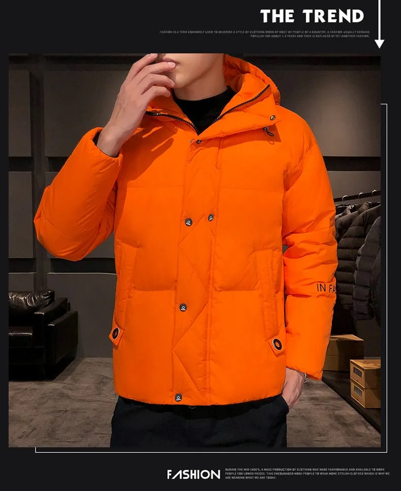 Xituodai Men's Coat Winter Korean Style Cotton-padded Jacket Youth Warm Solid Color Outwear Slim Fit Men's Casual Jacket Plus Si