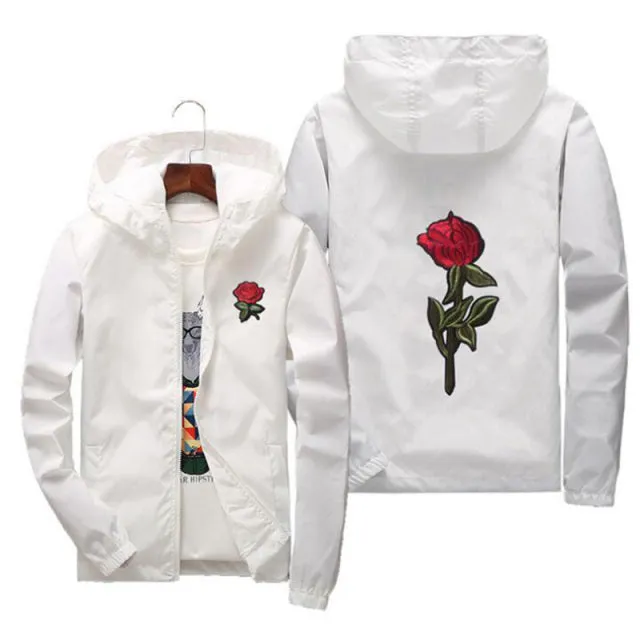 Xituodai Rose Bomber Men Jacket Hip Hop Slim Fit Flowers Pilot Men Coat Men's Hooded Jackets Male Brand Clothing